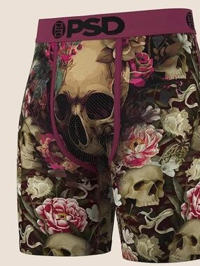PSD Skull Flower Stretch Boxer Briefs